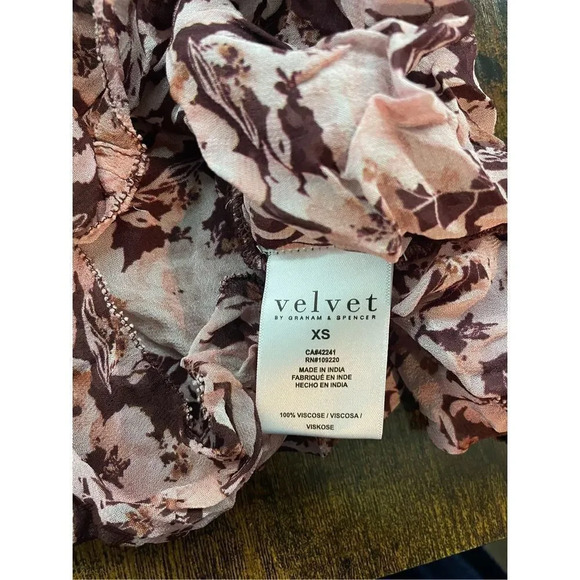 Velvet Miley Printed Boho Blouse Pink Floral  Size XS - Picture 5 of 14